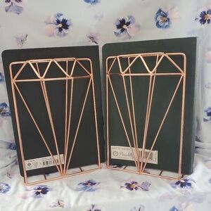 Rose gold faceted gem bookends, set of 2, great condition